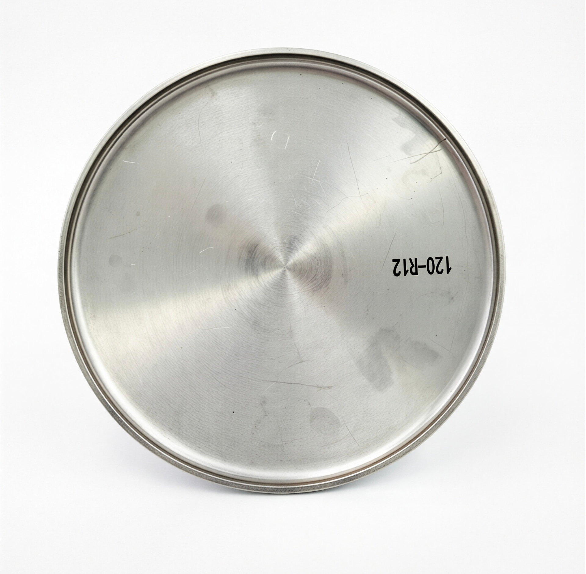 Stainless steel deep-drawn cover with brushed finish